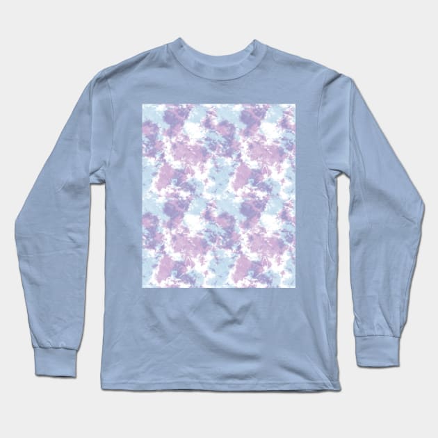 Soft Blue and Purple Tie-Dye Long Sleeve T-Shirt by Carolina Díaz